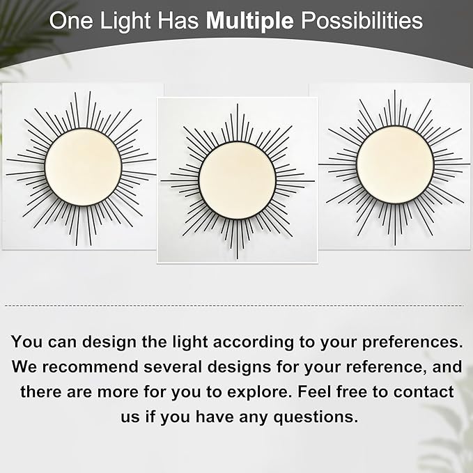 D23.6 in. LED Ceiling Light, Flower Ceiling Light Dimmable Ceiling Lights Flush Mount Flower Light Fixture Black Firework Hallway Light Fixtures for Kids Room Bedroom 5CCT 2700K-5000K