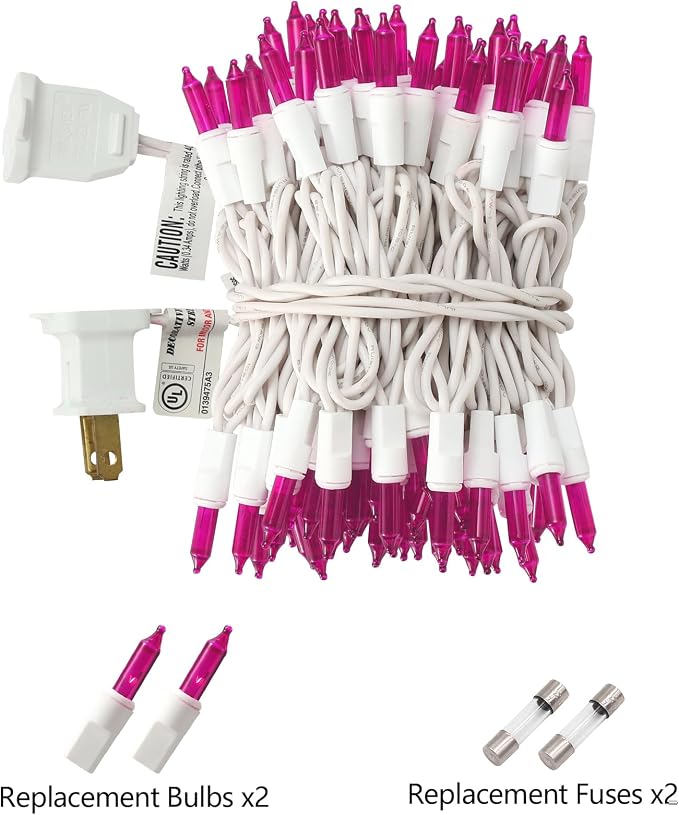 TIGOMOOV Pink Mini Christmas String Lights-21ft 100 Count Incandescent Fairy Lights with White Cord-Plug in Decorative Lights for Christmas Tree, Valentine's Day, Wedding&Home Decor (Indoor Outdoor)