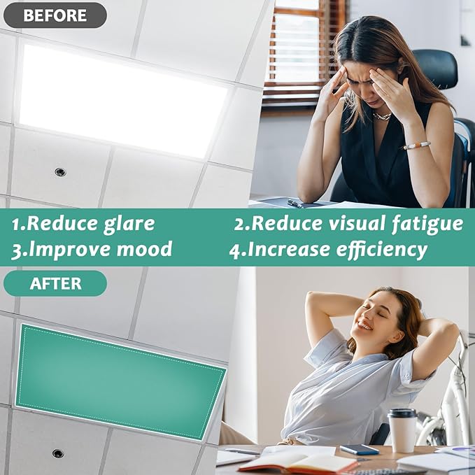 QOUBAI 6PCS Fluorescent Light Covers, 4x2 Feet Magnetic Light Cover Fluorescent Lights Shade Panel Positive Inspirational Ceiling Light Filter for Office Classroom Home Drop Ceiling Pastel Pink Green