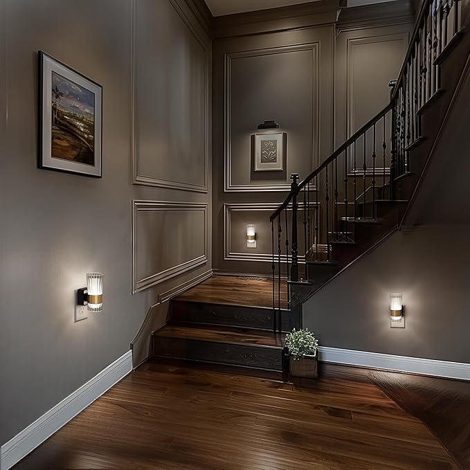 Briignite Decorative Night Lights Plug into Wall, Home Decor, Dusk to Dawn Light Sensor, Daylight White 5000K, 0-100LM Adjustable Brightness, Unique Design for Use in Bedroom, Hallways, 2 Pack