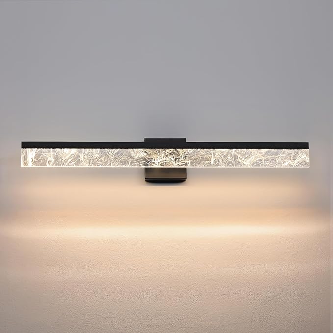 AIJIASI Modern Vanity Lights for Bathroom, 32 Inch Black Bathroom Light Fixtures Over Mirror, 24W Dimmable LED Vanity Lighting Fixtures for Bath Mirror Restroom Bedroom 3000K