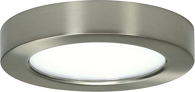 Satco S29359 Transitional LED Flush Mount in Pwt, Nckl, B/S, Slvr. Finish, 1.00 inches, 5.5-Inches, Brushed Nickel