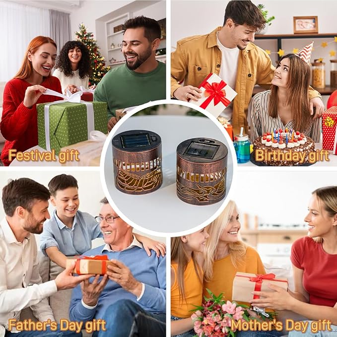 Solar Lantern Outdoor Waterproof Hummingbird 2 Pack Garden Decor Gifts for Women Mom Grandma