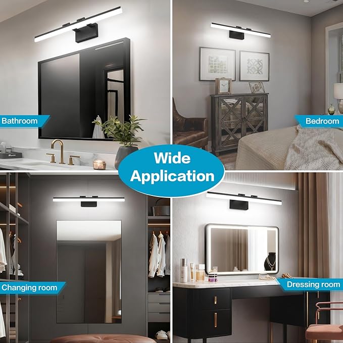 SOLFART Black Vanity Light Modern 31.5 inch Dimmable LED Light for Bathroom Lighting Fixtures Aluminum 5500K