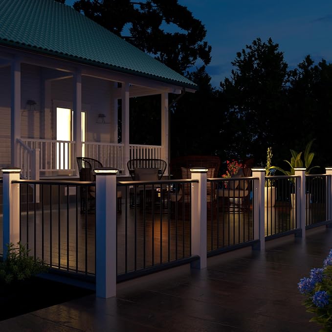 VOLISUN Solar Post Cap Light Outdoor,Solar Fence - Post Lights Waterproof for 4x4/5x5/6x6 Wooden/Vinyl,Black Deck Cap Light Solar Powered with Warm White for Garden/Patio/Porch 6pack