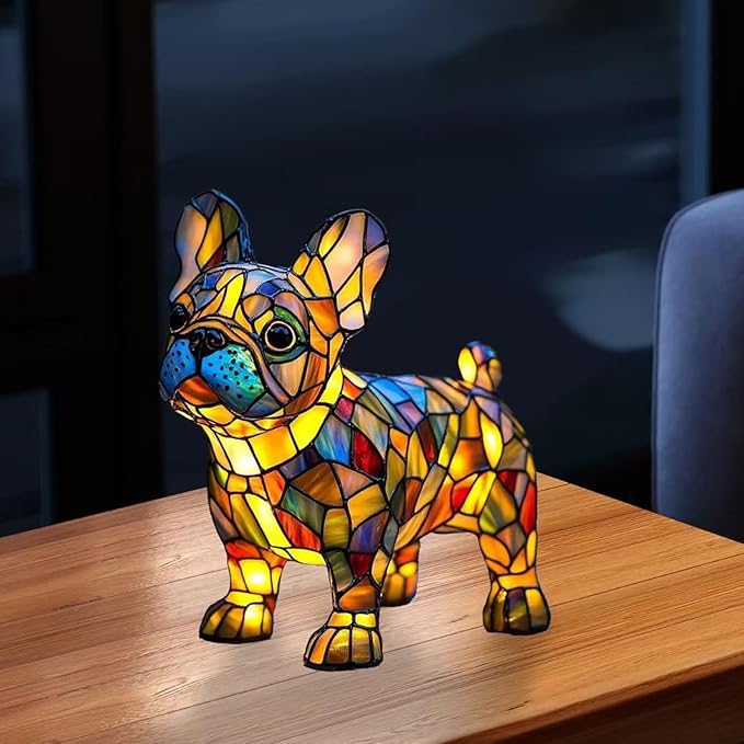 Retro French Bulldog Dog Colorful Resin Dog Table Lamp,3D Cute Pet Dogs Themed LED Night Lamp,Perfect Gift for Pet Lovers Retro Dogs Design Home Decor Lighting (French Bulldog)