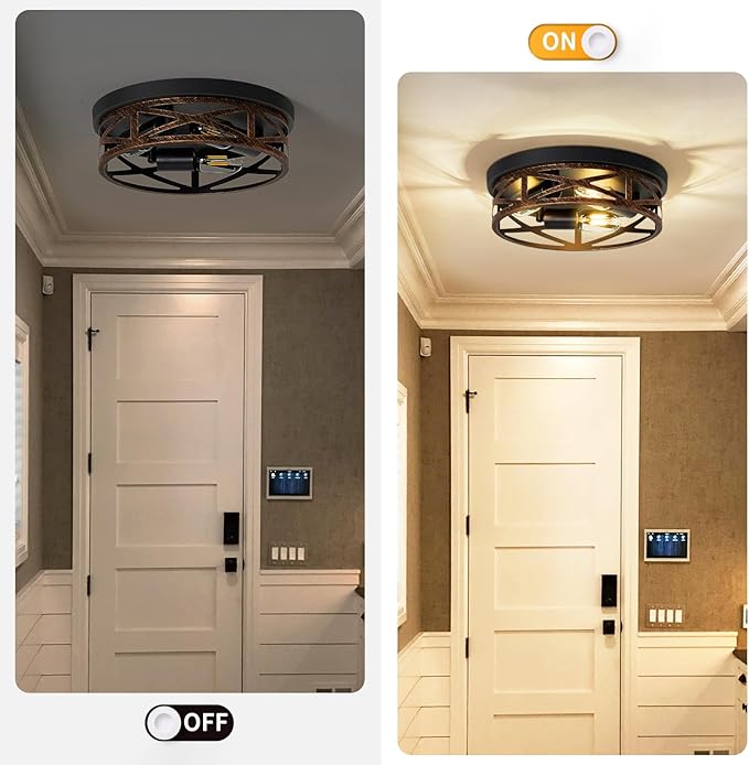 ZHU YAN Farmhouse Flush Mount Ceiling Light,3-Light Ceiling Light Fixture Hallway Ceiling Light Fixtures,Light Fixtures Ceiling Mount for Hallway Kitchen,Entryway,Hall (2 Pack)