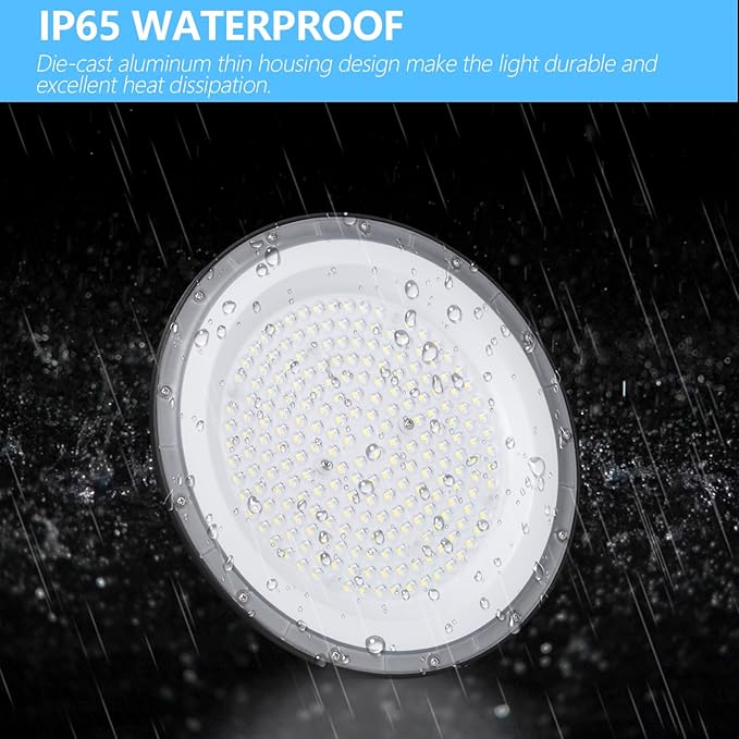 2 Pack UFO LED High Bay Light 150W, High Bay LED Shop Lights,21000 LM 6500K High Bay LED Lights Commercial Lighting Fixture for Warehouse Workshop Barn Factory, IP65 Waterproof,Power Cord Included