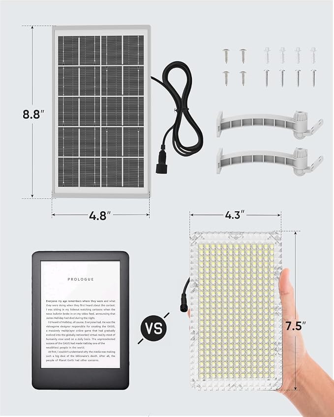 1000 Lumen 299 LED Solar Dusk to Dawn Light Outdoor JACKYLED Solar Powered Spotlight with 4400mAh Battery Outside Waterproof Wall Mount Security Light for Porch Storage Room Patio Shed (White, 2-Pack)