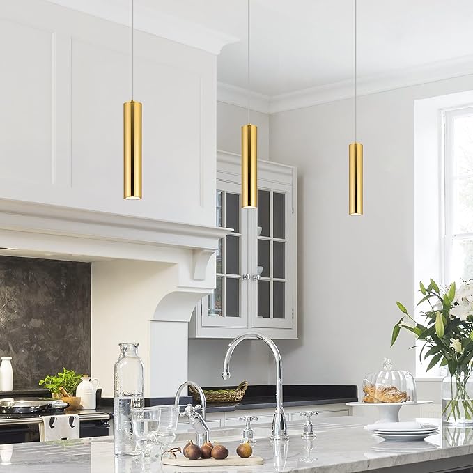 Zoomable LED Pendant Lights Modern Ceiling Hanging Spotlight Pendant Lighting,5CCT/2700K-5000K,Zoomable 15°-60°,Unique Pendant Lighting for Kitchen Island Bar,12W (Gold)