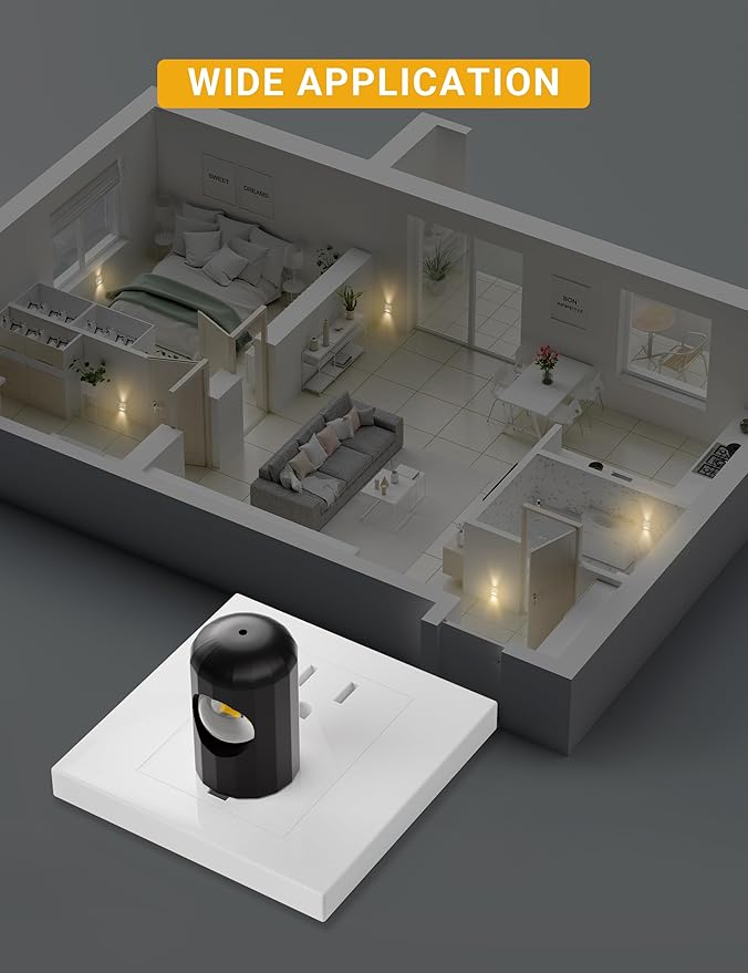 TSEXES Plug-in LED Night Lights,Dusk to Dawn Sensor,2700K,Bedroom, Hallway, Bedroom,Kitchen, Stairways, Non-Dimmable,6 Pack