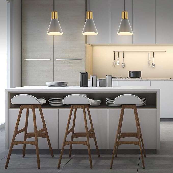 JONATHAN Y 33.5" Gray/Brass Gold Apollo Mid-Century Modern Iron LED Pendant, Black Metal Shade, Adjustable Hanging Ceiling Light for Kitchen Island, Hallway, LED Bulb Included (JYL6134C)