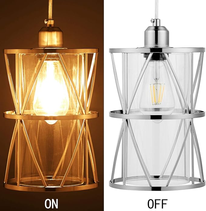 Modern Cylindrical Pendant Light with Clear Glass, Brushed Nickel Hanging Light, Transitional Metal Pendant Lighting Fixture for Kitchen Island Sink Dining Room Bar