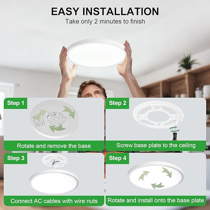 LED Flush Mount Ceiling Light: 12 inch 2Pack Super Slim Dimmable & 5CCT (2700-6500K) Kitchen Lighting Fixtures Ceiling - 24W White Low Profile Ceiling Lamp for Bedroom Garage Hallway
