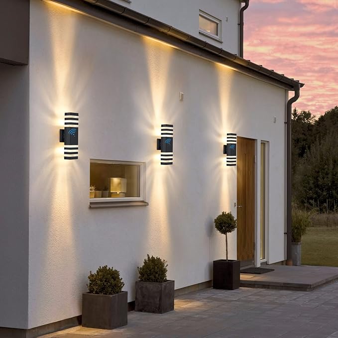 DASTOR Dusk to Dawn Outdoor Lighting, Square Up and Down Outdoor Wall Light, Aluminum Waterproof Exterior Light Fixture for House Porch Garage
