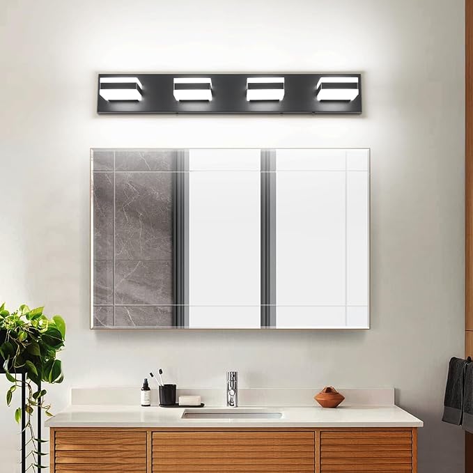 SOLFART Bathroom Vanity Lights, Adjustable Black Matt Black Vanity Light for Bathroom,LED Light Fixtures Over Mirror,5 Color Temperature 4 Lights 5CCT