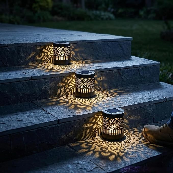Decorative Solar Mandala Lights, Solar Mandala Lights Outdoor, Mandala Theme Waterproof Fence Light for Garden Post Patio Backyard Yard Decor (2PCS, Warm White