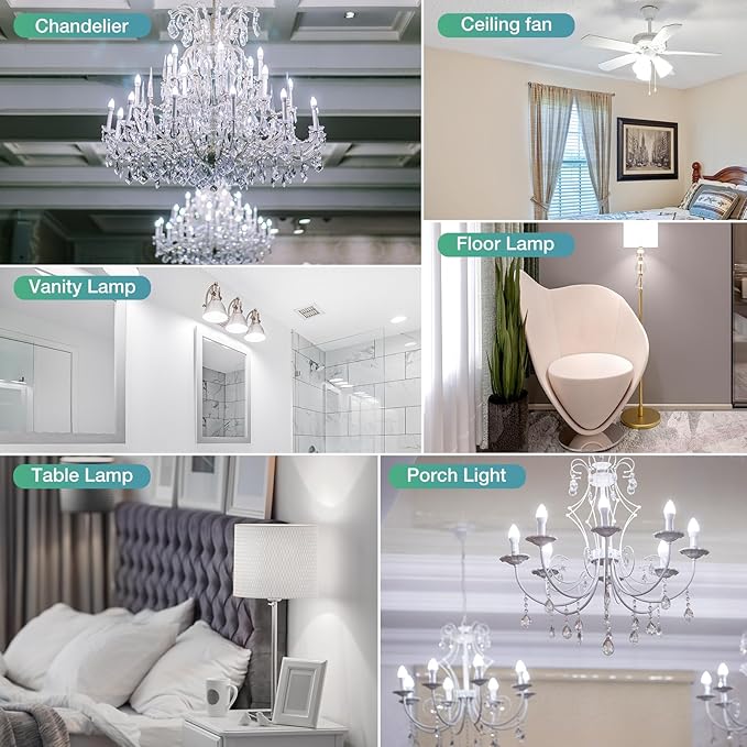 DEGNJU Chandelier Light Bulbs 60 Watt Equivalent, Candelabra LED Light Bulbs, E12 LED Bulb Daylight 5000K, Type b Light Bulb 5.5W, Candelabra Base, 120V, B11 Candle Light Bulb, Non-Dimmable, 10 Pack