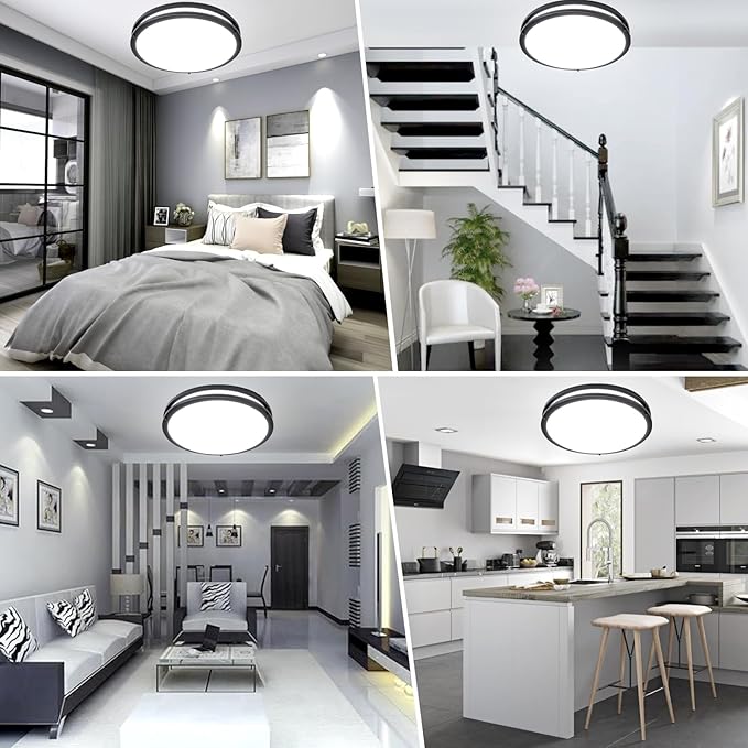 OOWOLF 16inch 48W LED Flush Mount Ceiling Light Fixture Dimmable, 5CCT Super Bright Brushed Nickel Ceiling Light 4800LM Warm/White 480W Equivalent, 3000K/ 3500K/ 4000K/ 5000K/ 6000K Ceiling Lamp