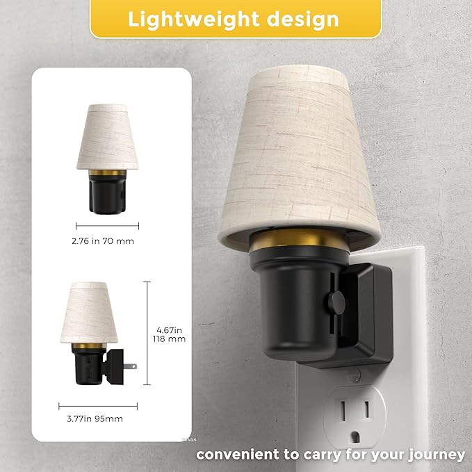 L LOHAS LED Night Lights Plug into Wall, Linen Fabric Round Platform Decor Night Light, Dusk to Dawn Sensor Vintage Nightlight, 0-100LM Dimmable, for Bedroom Living Room Hallway