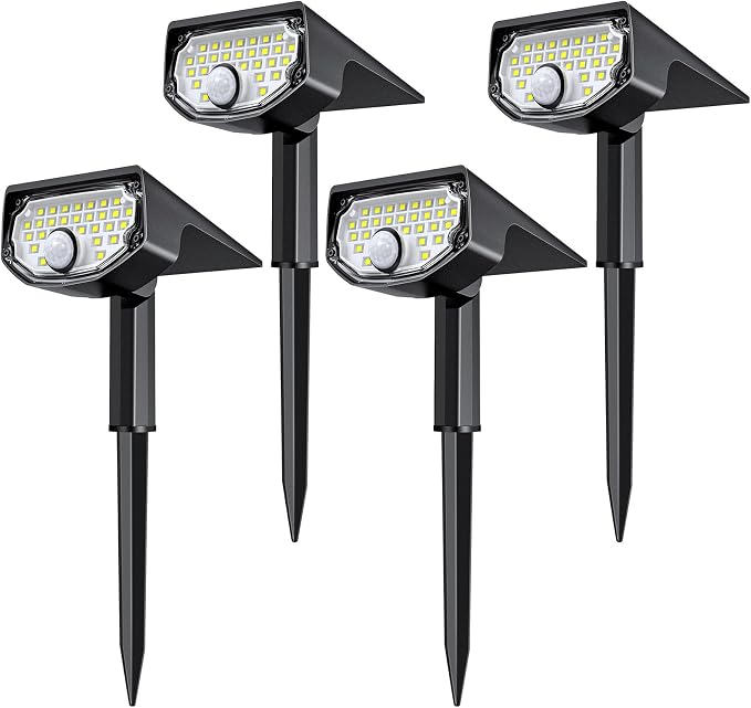 AloftSun Solar Motion Sensor Outdoor Lights,Waterproof Motion Sensor Spot Lights- 30 LED/3 Modes Solar Powered Spotlights,Landscape Lighting for Yard and Garden, Cool White,4 Pack