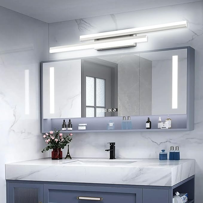 PRESDE 40" LED Bathroom Vanity Light, Modern Brushed Nickel Wall Bar Fixture Over Mirror 5CCT