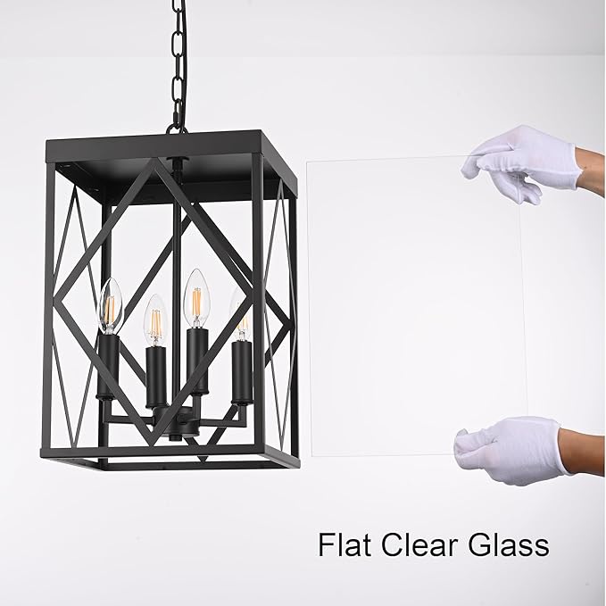 11" Outdoor Pendant Light Exterior Hanging Lantern, Farmhouse Oil Rubbed Brozne Outside Chandelier Light Fixture Ceiling Mount Hanging Porch Light with Clear Glass for Front Porch Entrance