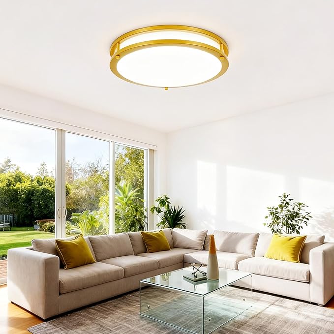 DLLT Flush Mount LED Ceiling Light: 13 Inch 2Pack 5CCT (3000K-6000K) & Dimmable Ceiling Light Fixtures for Bedroom Hallway - 24W Modern Gold Super Bright Kitchen Lighting Fixtures Ceiling