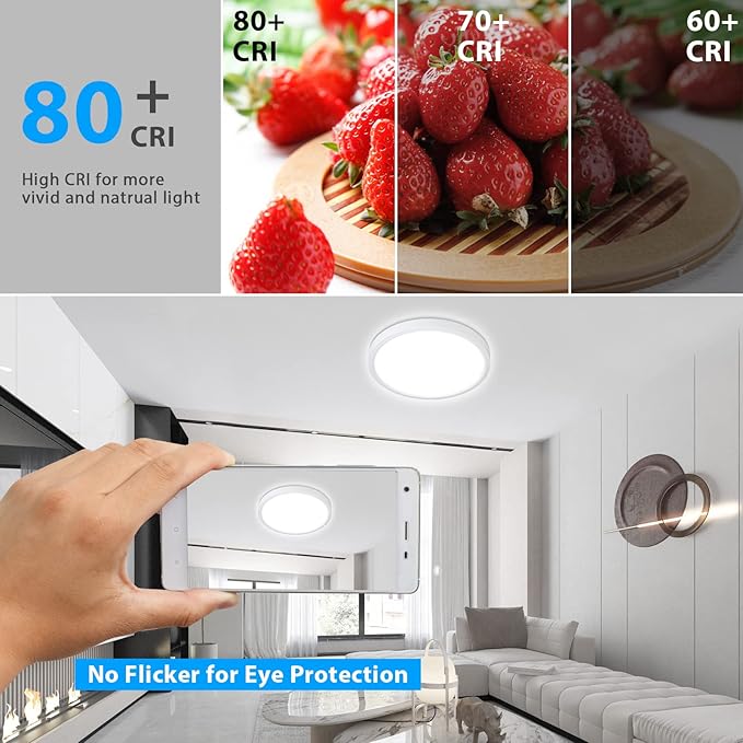 Unicozin Dimmable Ceiling Light with Remote Control, Wired 8.7Inch 18W 3000K-6000K Light Color Adjustable, Round LED Flush Mount Ceiling Lamp, White Flat Panel Lights for Dining Room, Bedroom, Kitchen