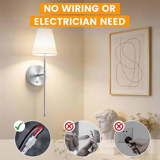 LUTEC Battery Operated Wall Sconce Set of 2,Rechargeable Wall Sconce, 12 Colors Wireless Wall Sconces with 5200mAh RGB Dimmable and Remote,Rechargeable Sconces Decor for Bedroom/Living Room/Hallway