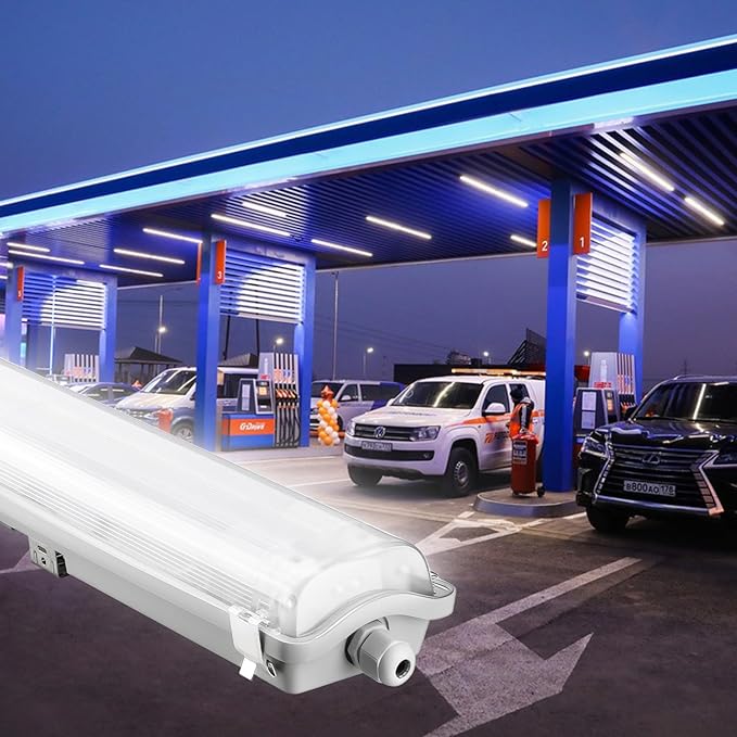 BRILLIHOOD 4Ft LED Vapor Tight Light Fixtures, 48W, 4200LM, 6500K Bright White, Clear Cover, IP65 Waterproof Vapor Proof Lights for Car Wash, Garage, Walk in Freezer, Indoor Outdoor Lighting, 8-Pack
