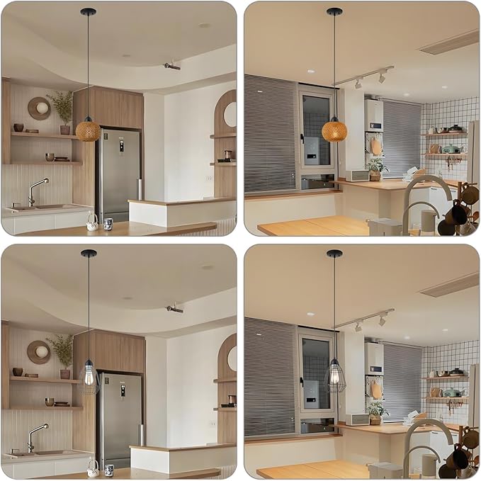 Black Pendant Light Fixtures Kit, Mini Single Kitchen Island Lights, DIY Make Modern & Farmhouse & Industrial Pendant Lights for Yourself, Adjustable Height (Shade and Bulb Not Included)