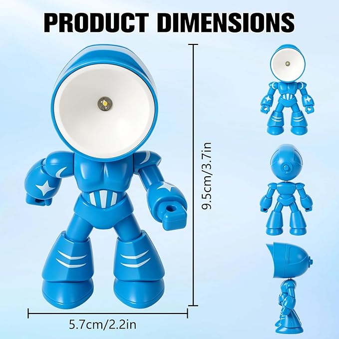 Mini Night Light, Posable Cartoon Cute Robot Companion Table Light, Bedside Reading Table Lamp for Desk Decor, Bedroom, Office (Black)