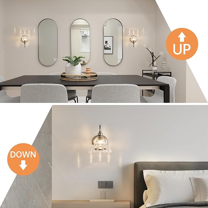 Brushed Nickel Wall Sconces Bathroom Wall Light Fixtures Modern Vanity Lights for Bathroom Bedroom