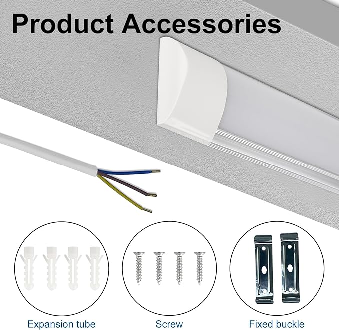 1 Packs 4FT LED Batten Light, Ultra-Thin Ceiling Surface Mounted Light, 40W, 4000K, IP20, LED Ceiling Lamp for Garage, Shop, Hallway, Office, Market, ver.2