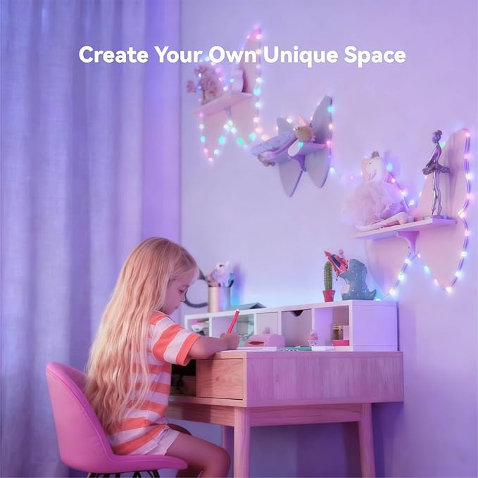 Color Changing Fairy Lights with Remote, USB 32.8ft RGB+IC Light Twinkle Bluetooth APP Control,Dimmable Xmas Music Sync Lights Timer IP67 Waterproof for Christmas Tree Indoor Outdoor Decor