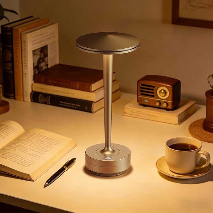 Cordless Table Lamp Rechargeable,6000mAh Battery Operated LED Desk Lamp 3 Color Stepless Touch Dimming,Waterproof Portable Memory Function Light for Bedroom,Outdoor,Patio,Dining,Restaurant Bronze 2P