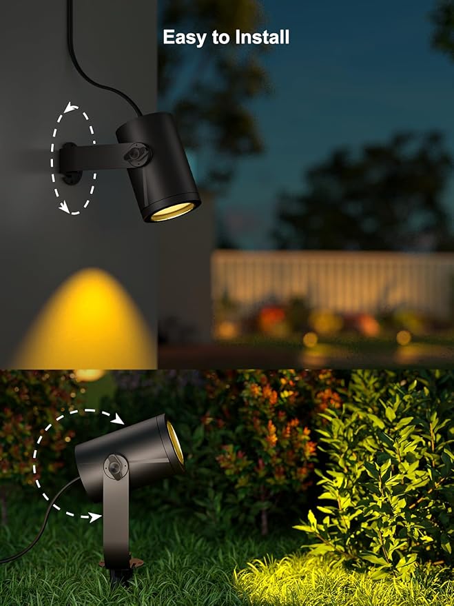 ANGELHALO Smart Landscape Spotlights, 4 Pack RGBW Pathway Lights, 2000LM Dimmable, IP65 Waterproof, Compatible with Alexa, Outdoor Decoration