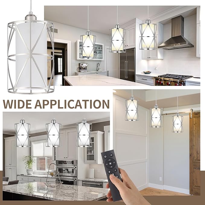 Brushed Gold Pendant Light, 7"×10" Dual-Shade Kitchen Island Lighting with Clear Glass Shade, E26 Adjustable Height 1"-61", UL Listed, for Dining Room Foyer Entryway — Bulbs Not Included