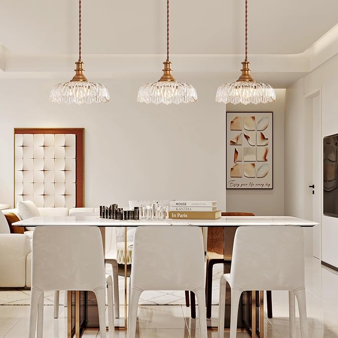 HDDFL Plug in Pendant Light Fixture Vintage Pendant Lighting Fixtures with Plug in Cord Hanging Light Kitchen Glass Hanging Lamp with Switch for Island Dining Table Living Room
