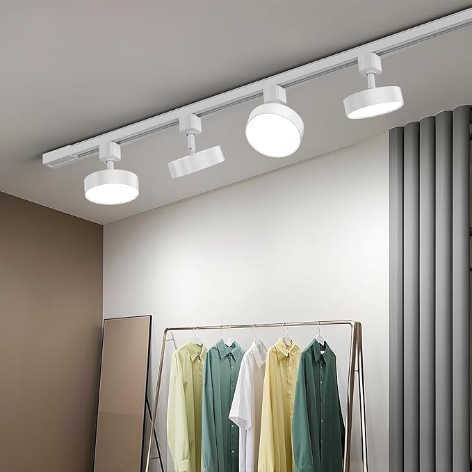 Diffuse LED Track Lighting Heads H Type Track Light Heads Dimmable Kitchen Track Lighting Fixtures Ceiling, Compatible with H Track Rails - Flicker Free CRI90+ 4000K 12W 1000lm, 4 Pack White