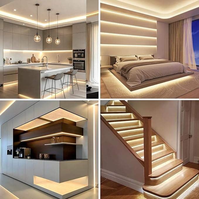 COB LED Strip Lights 5V USB Powered Dimmable LED Rope Lights 3000K Warm White 6.6ft TV Backlights,Flexible LED Strip Lights Under Cabinet Light for Bedroom,Kitchen,Shelf Lighting