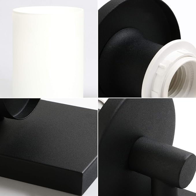 Pathson Vintage 1-Light Wall Sconce, Hardwired Bathroom Vanity Light, Frosted Glass Wall Mount Light Fixtures for Hallway Bathroom Kitchen Living Room (Black)
