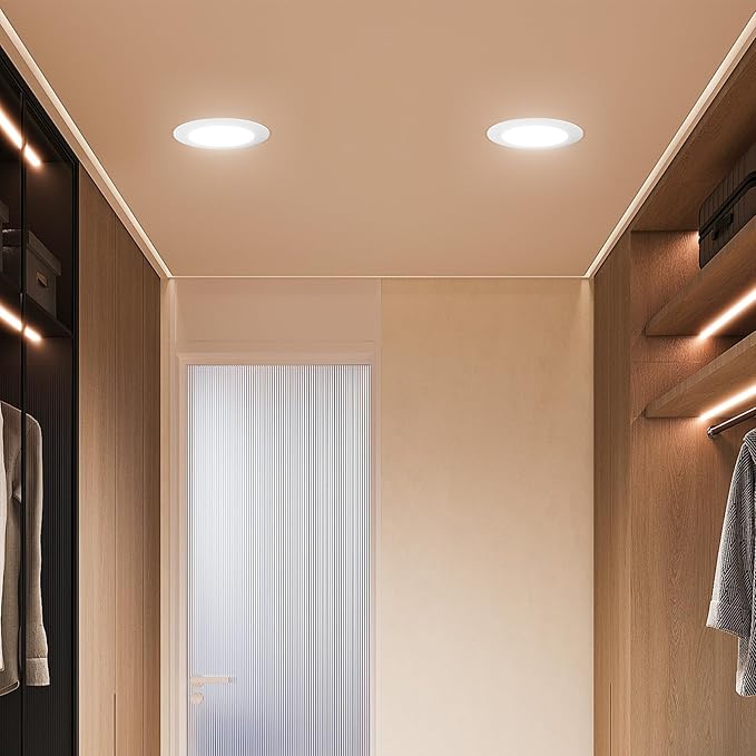 FREELICHT 6 Pack 5/6 Inch 5CCT LED Recessed Can Light with Night Light, 2700K/3000K/4000K/5000K/6000K Selectable Flat Recessed Lighting, 10W=110W, 1000LM, Dimmable Retrofit - ETL & FCC