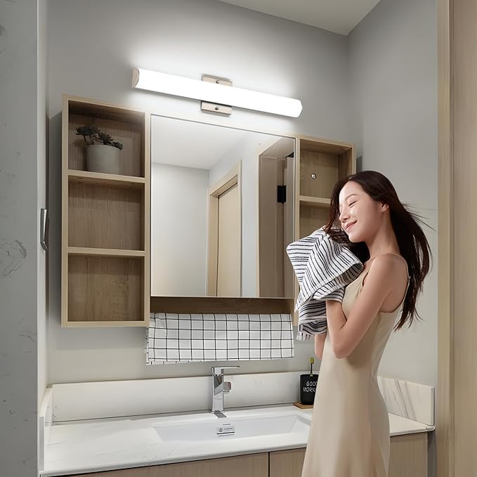 Brushed Nickel Vanity Lights 24 Inch 24W Bathroom Light Fixture LED Bathroom Vanity Lights Over Mirror Vanity Lighting Fixtures, Wall Light Fixtures, Daylight 5500K
