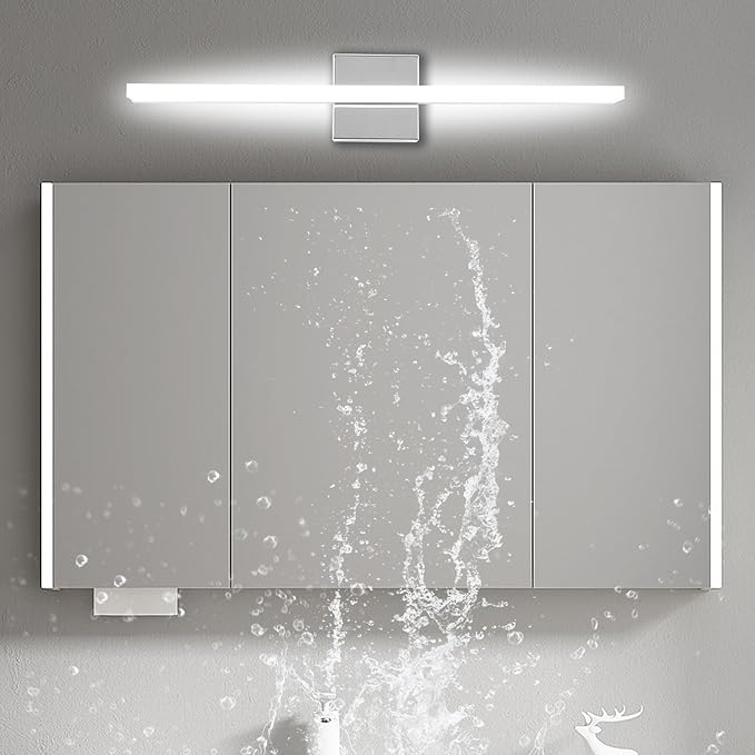 LED Bathroom Vanity Light 16inch Over Mirror Lighting Fixture Modern Indoor Chrome 10W 5000K Cool White Wall Sconce for Bathroom Bedroom Living Room