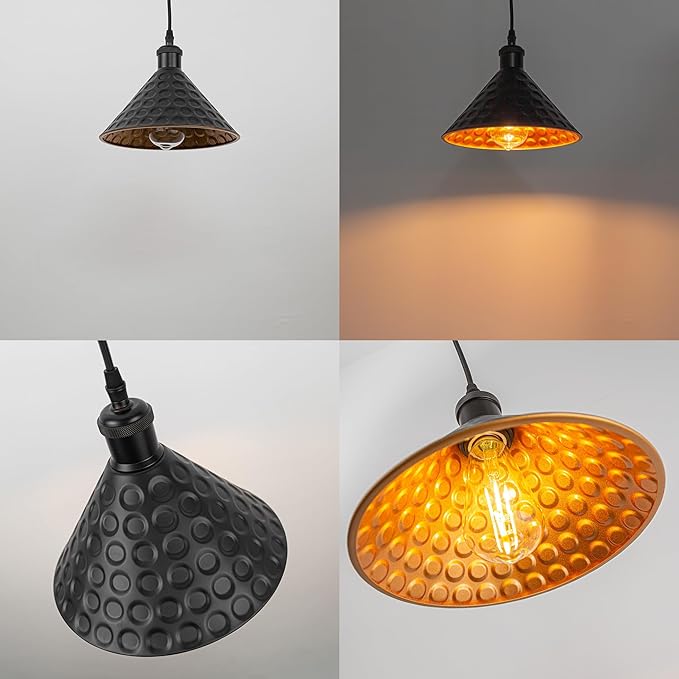 Kiven Instant Light Conversion Kit for 4/5/6inch Hole,Black Gold Inner Farmhouse Lighting Recessed Can Light Conversion Kit to Pendant with E26 Screw-in Adapter for Kitchen Living, Set of 2 TB2776