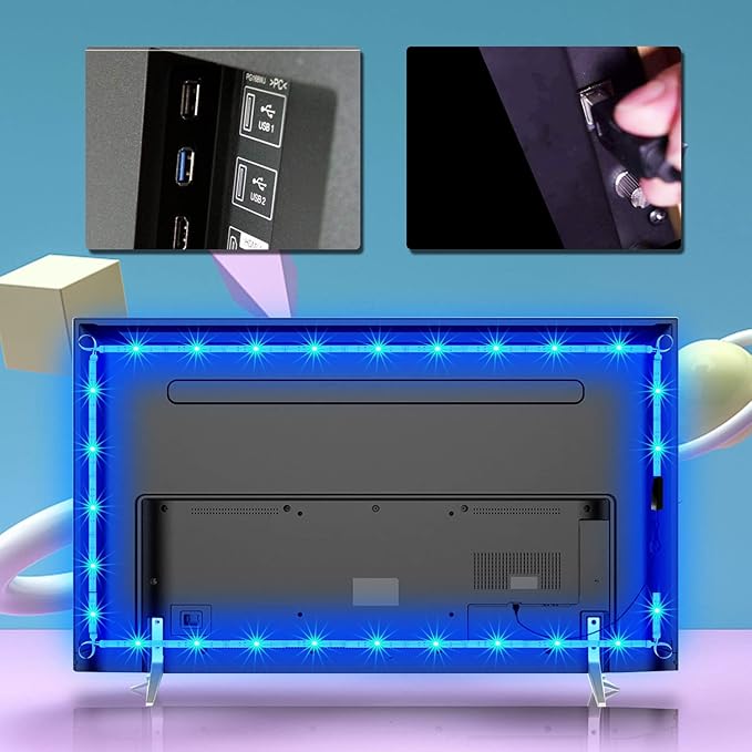 Dalattin LED Backlight, 16.4ft RGB USB Led Lights for 65-80 Inch TVs, Music Sync Bluetooth with Remote Control, Ambient Behind TV Led Lighting