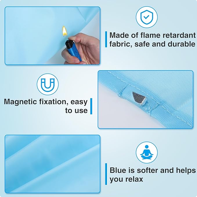 Fluorescent Light Covers with 10 Strong Magnets- 6 Pack Fluorescent Light Filters for Classroom Hospital Office to Eliminate Harsh Glare Reduce Headache, Flame Retardant Fabric, 4 x 2 FT, Blue Sky