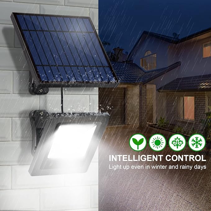 Lightonight Solar Lights Outdoor 1 Pack, 6500K Cool White | Waterproof Solar Flood Lights, Waterproof Dusk to Dawn Solar Powered Security Spot Lights for Porch Patio Yard Garage